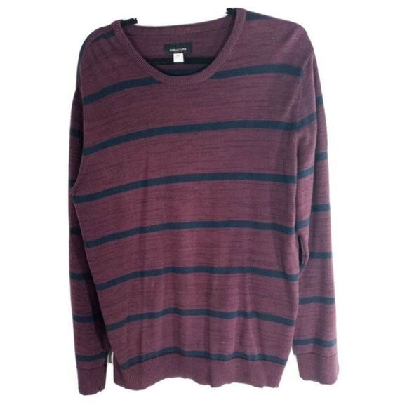 Structure Vintage Mens Long Sleeve  Slim‎ Fit Sweter Shirt Burgundy Size Large - Picture 1 of 12